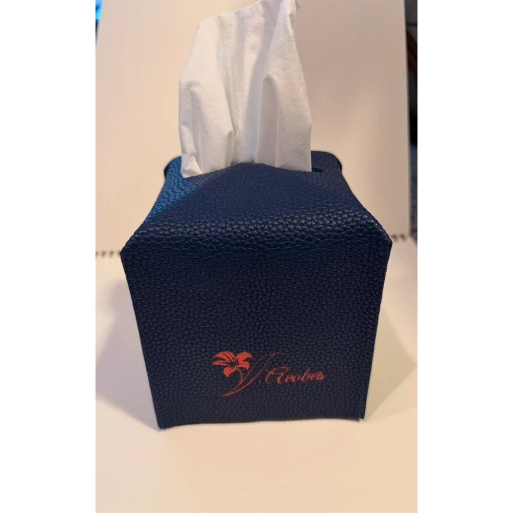 New navy blue tissue box cover Faux leather textured finish